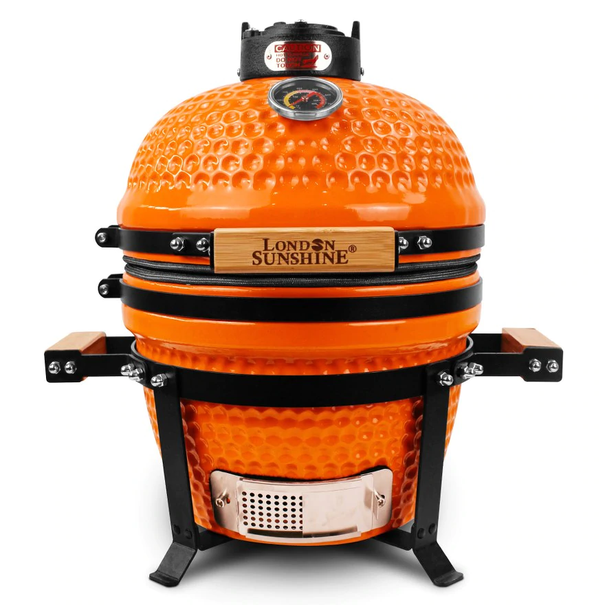 Ceramic 13″ Kamado BBQ Smoker Grill with Tabletop Stand - Colors: Red/Black/Orange/Green