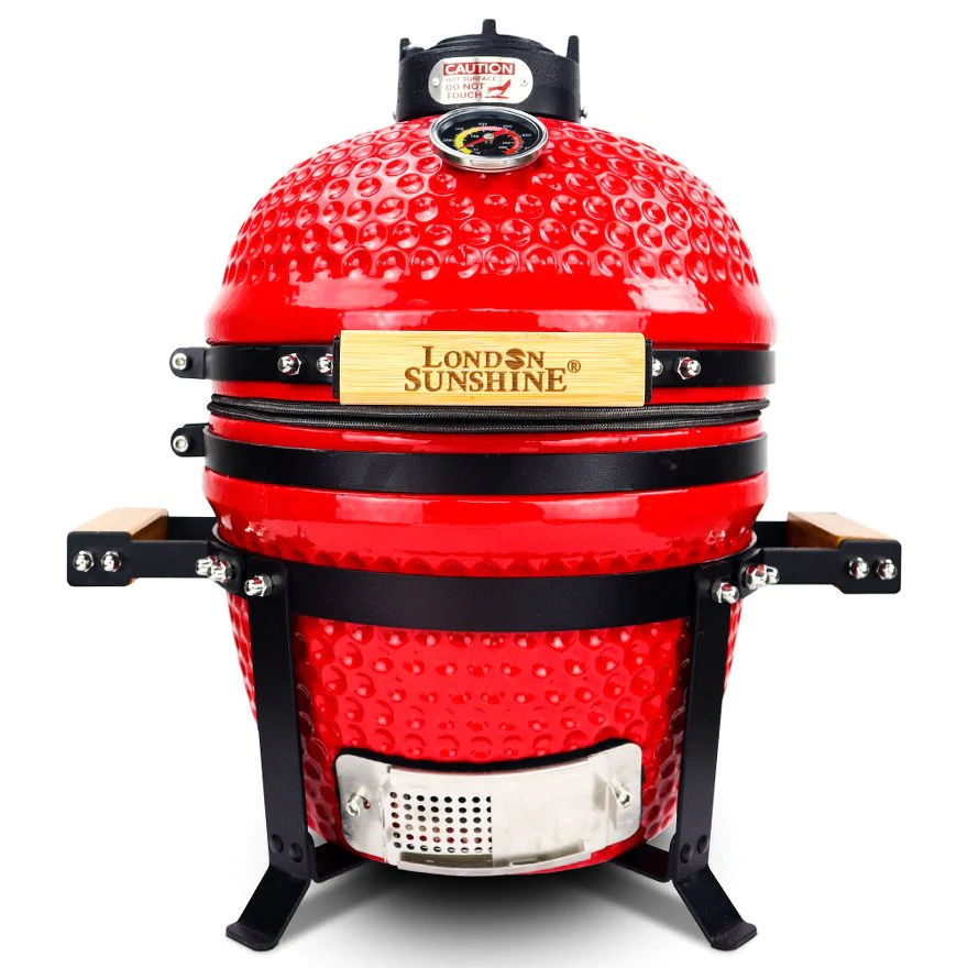 Ceramic 13″ Kamado BBQ Smoker Grill with Tabletop Stand - Colors: Red/Black/Orange/Green