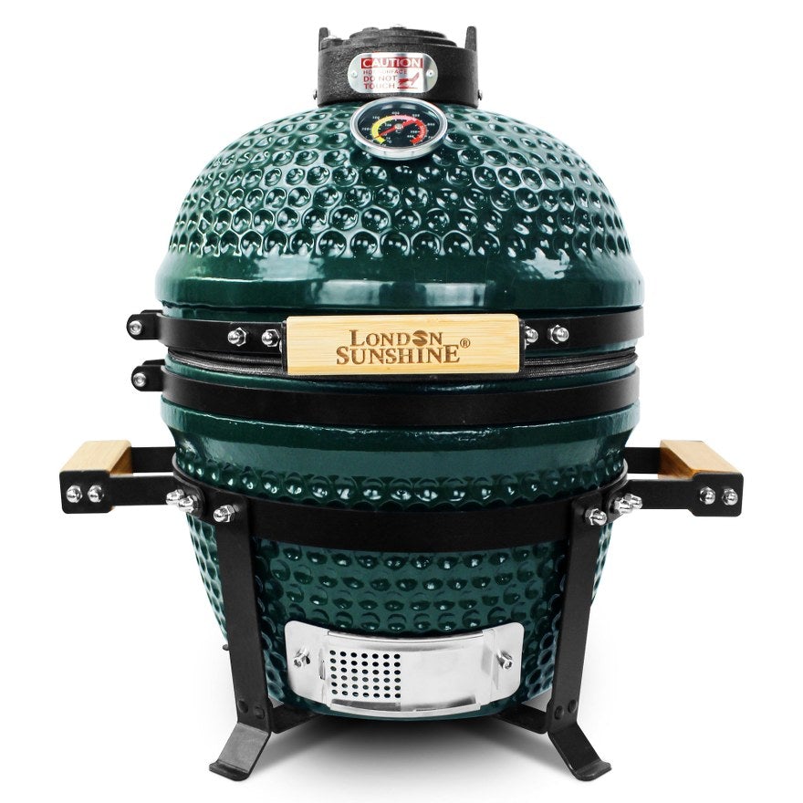 Ceramic 13″ Kamado BBQ Smoker Grill with Tabletop Stand - Colors: Red/Black/Orange/Green