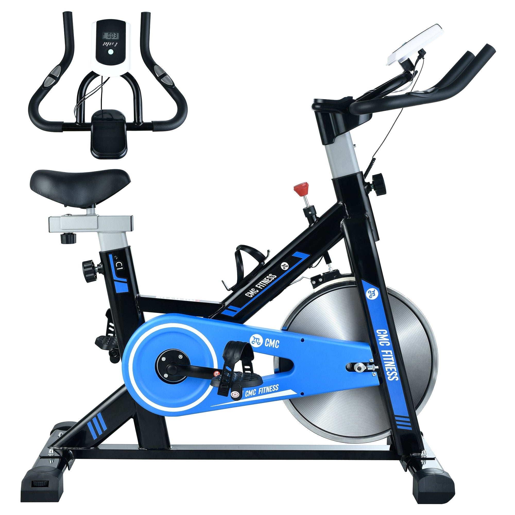 CMC Exercise Spin Bike Indoor Stationary Bicycle with Comfortable Seat Cushion for Home Gym
