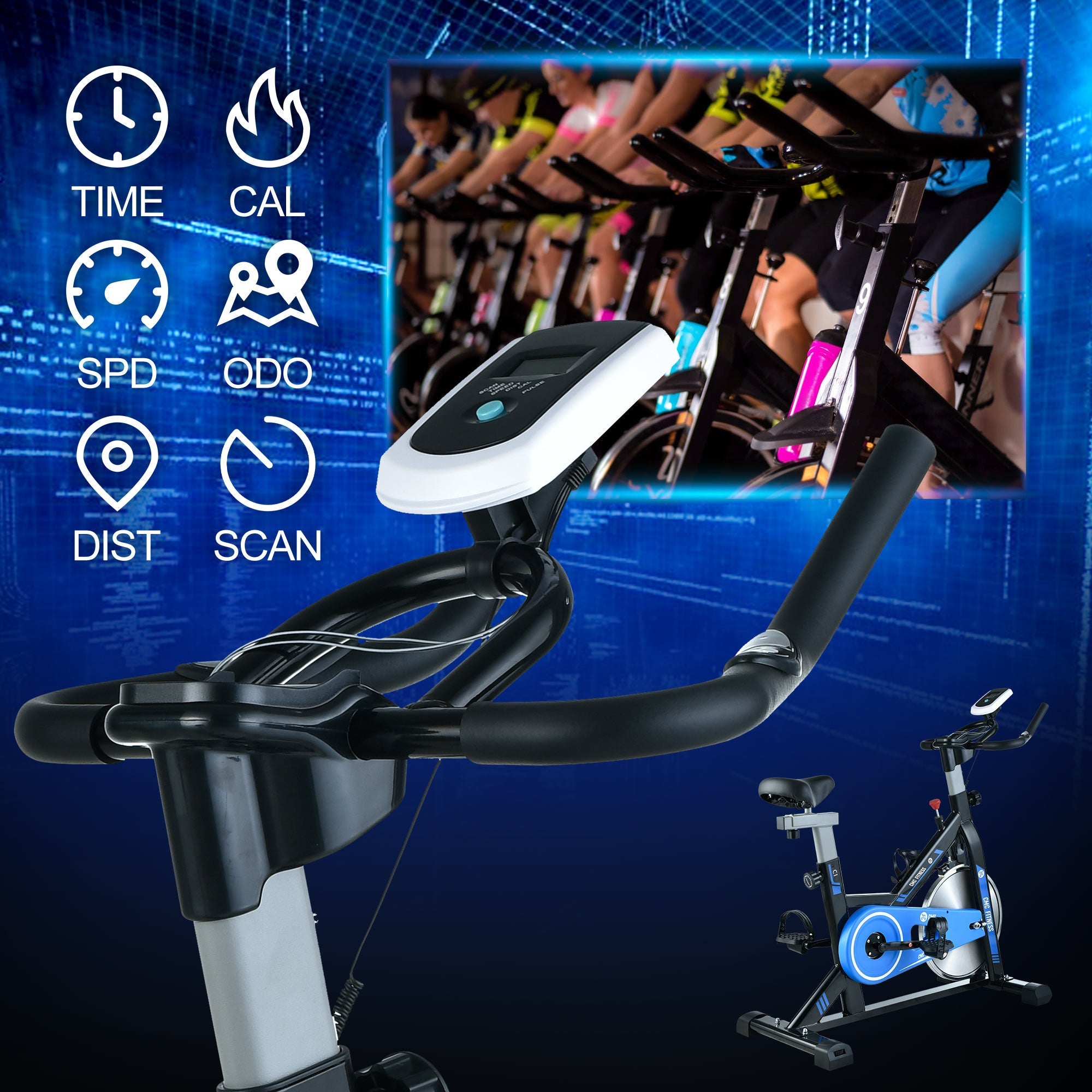 CMC Exercise Spin Bike Indoor Stationary Bicycle with Comfortable Seat Cushion for Home Gym