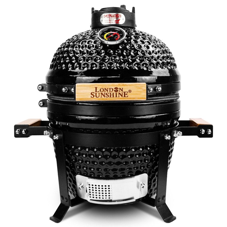 Ceramic 13″ Kamado BBQ Smoker Grill with Tabletop Stand - Colors: Red/Black/Orange/Green